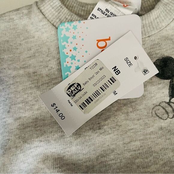 NWT Disney Mickey Mouse Newborn Sweater pullover Grey - Picture 5 of 5
